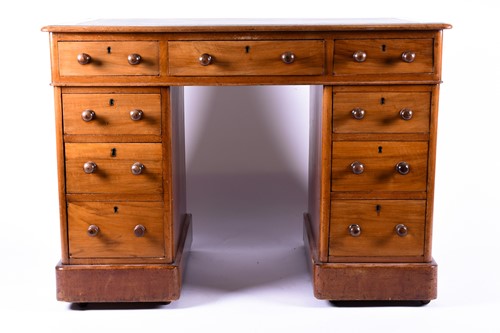 Lot 135 - A Victorian mahogany pedestal desk, the...