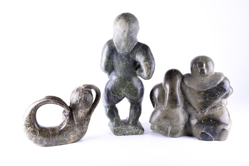Lot 202 - A 20th century carved soapstone Inuit...