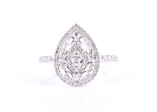 Lot 640 - An 18ct white gold and diamond ring, the...