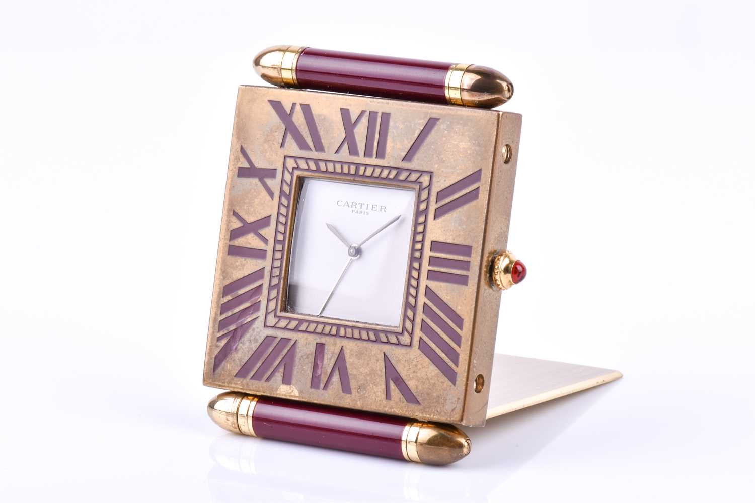 Lot 395 - A Cartier travel clock, of 
