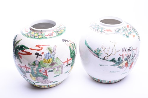 Lot 224 - Two Chinese famille verte ginger jars and...