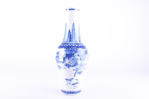 Lot 241 - A Chinese blue & white vase, the slightly...