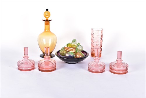 Lot 215 - An Art Deco style set of four glass scent...
