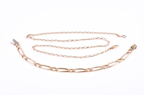 Lot 657 - A yellow metal twist-link chain necklace,...