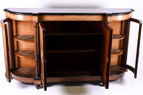 Lot 144 - A 19th century figured walnut credenza with...