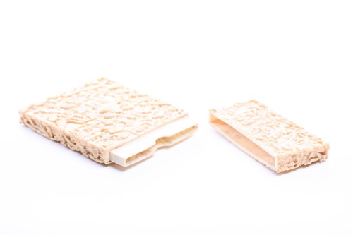 Lot 246 - A Chinese Canton carved ivory card case, circa...