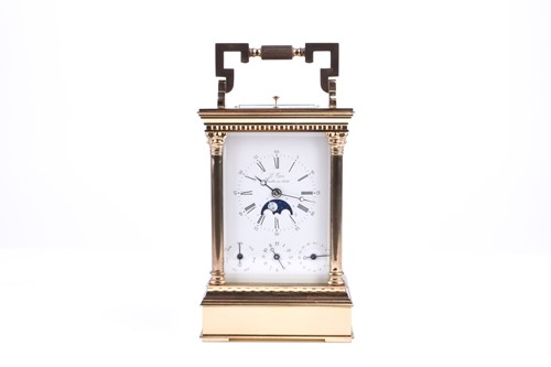 Lot 396 - A L'Epee French brass carriage clock with...