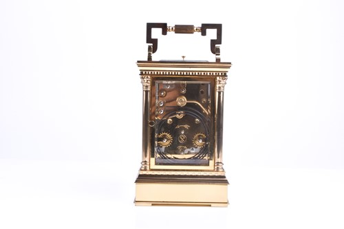 Lot 396 - A L'Epee French brass carriage clock with...