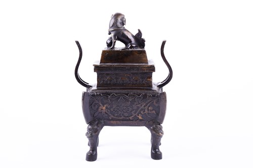 Lot 208 - A Chinese archaic style bronze censer,...