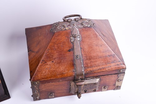 Lot 155 - An Indian hardwood dowry box, with brass...