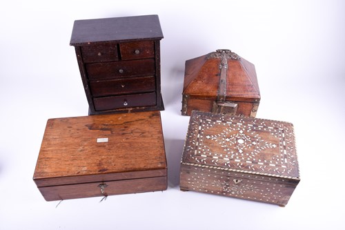 Lot 155 - An Indian hardwood dowry box, with brass...