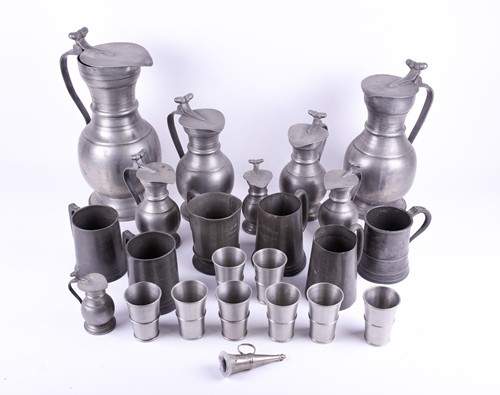 Lot 329 - A collection of pewter, 19th century and later,...