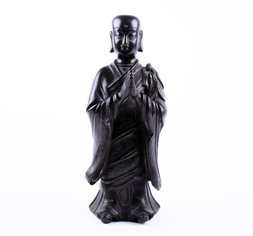 Lot 223 - A Chinese bronze Buddhist Monk, Qing, standing...