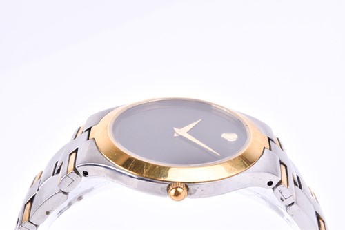 Lot 177 - A Movado stainless steel and gold plated...