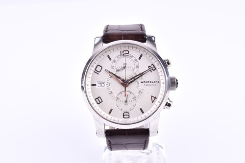 Lot 416 - A Montblanc Timewalker Twinfly stainless steel...