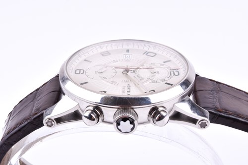 Lot 416 - A Montblanc Timewalker Twinfly stainless steel...