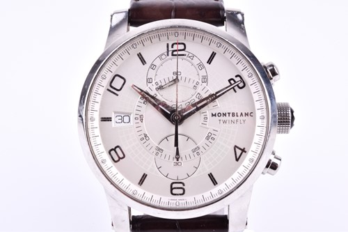 Lot 416 - A Montblanc Timewalker Twinfly stainless steel...