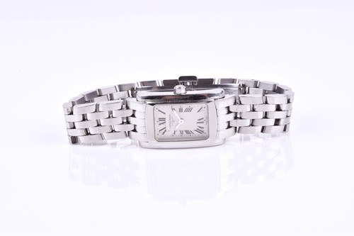 Lot 451 - A Longines ladies stainless steel wristwatch,...