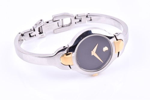 Lot 220 - A ladies Movado stainless steel and gold...