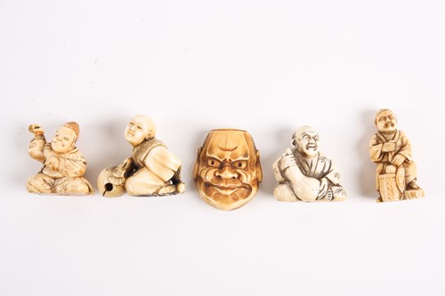Lot 200 - Five Japanese ivory netsukes, late 19th/early...