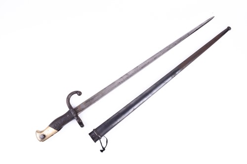 Lot 363 - A late 19th century French sword bayonet and...