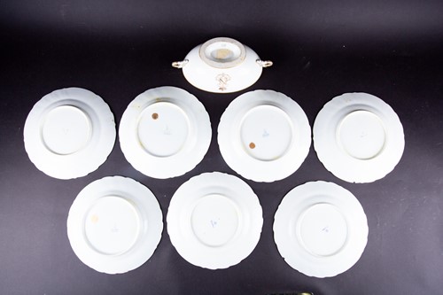 Lot 299 - A set of six Dresden porcelain cabinet plates,...