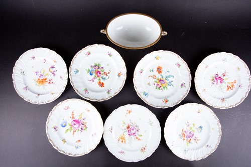 Lot 299 - A set of six Dresden porcelain cabinet plates,...