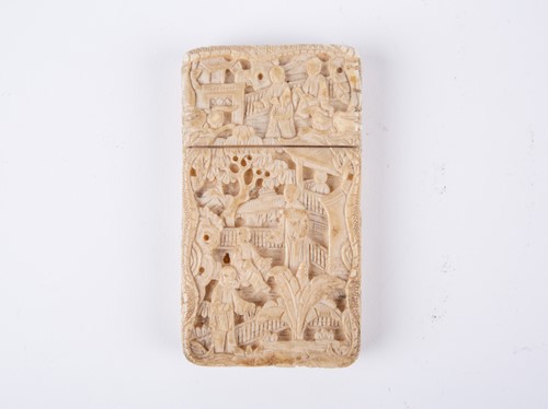 Lot 257 - A Canton carved ivory card case, circa 1880,...