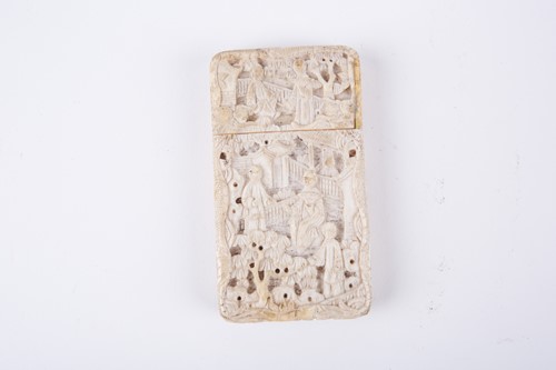 Lot 257 - A Canton carved ivory card case, circa 1880,...