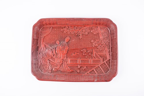Lot 185 - A chinese cinnabar lacquer tray, 19th century,...