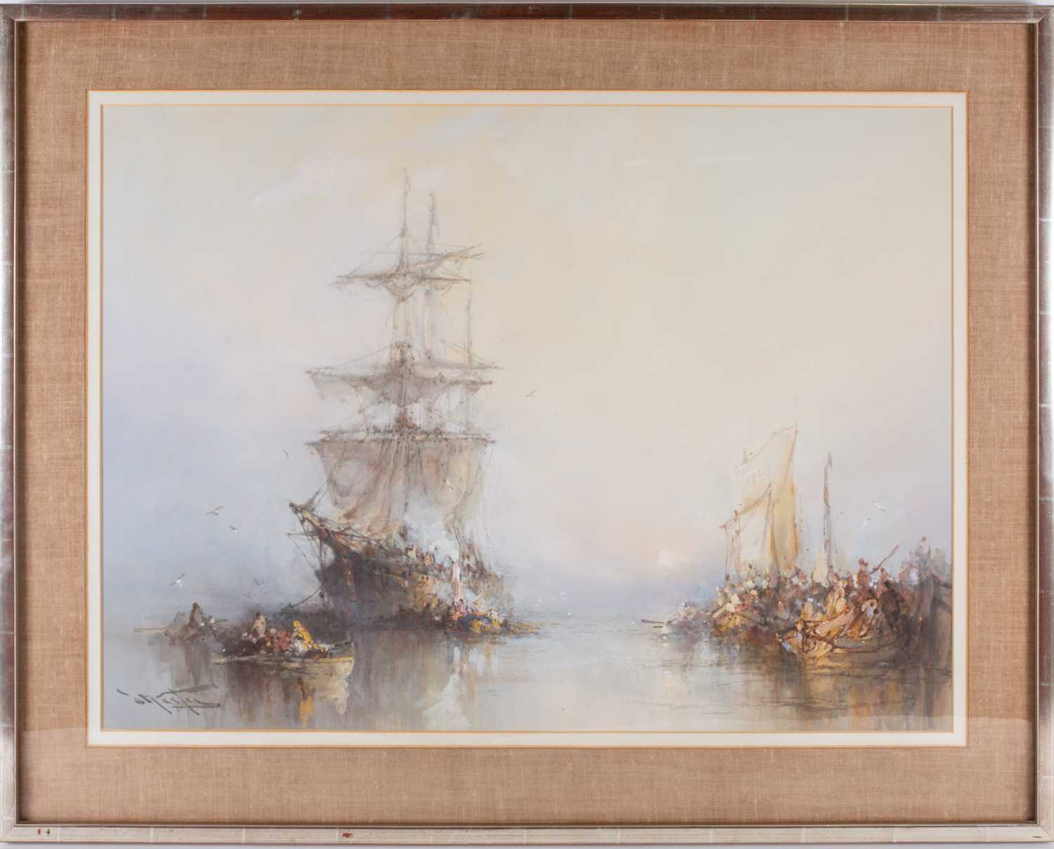 Lot 84 - An early 20th century watercolour of a sailing...