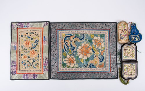 Lot 213 - A Chinese Kesi embroidered panel, 19th century,...