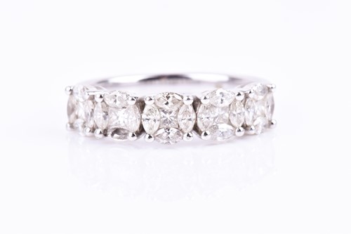 Lot 224 - An 18ct white gold and diamond cluster ring,...