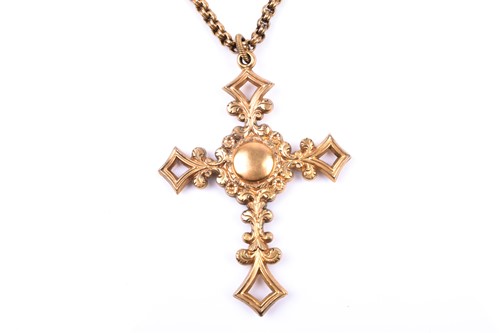 Lot 443 - A 19th century yellow metal Cross pendant, of...