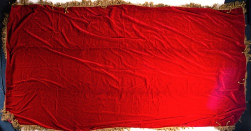 Lot 250 - A large red velvet altar cloth with gold...