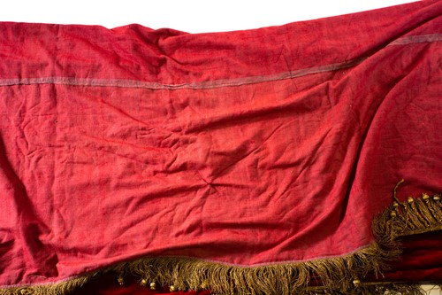 Lot 250 - A large red velvet altar cloth with gold...