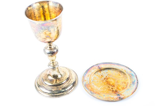 Lot 470 - A Continental silver gilt chalice and...