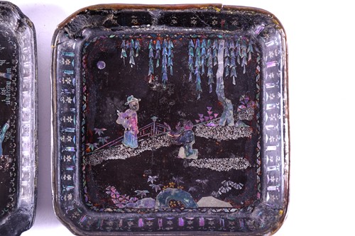 Lot 144 - 中国，黑漆方盘四件，约18世纪