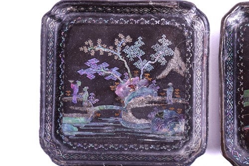 Lot 144 - 中国，黑漆方盘四件，约18世纪