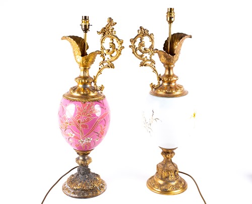 Lot 292 - Two late 19th century large French opaline...