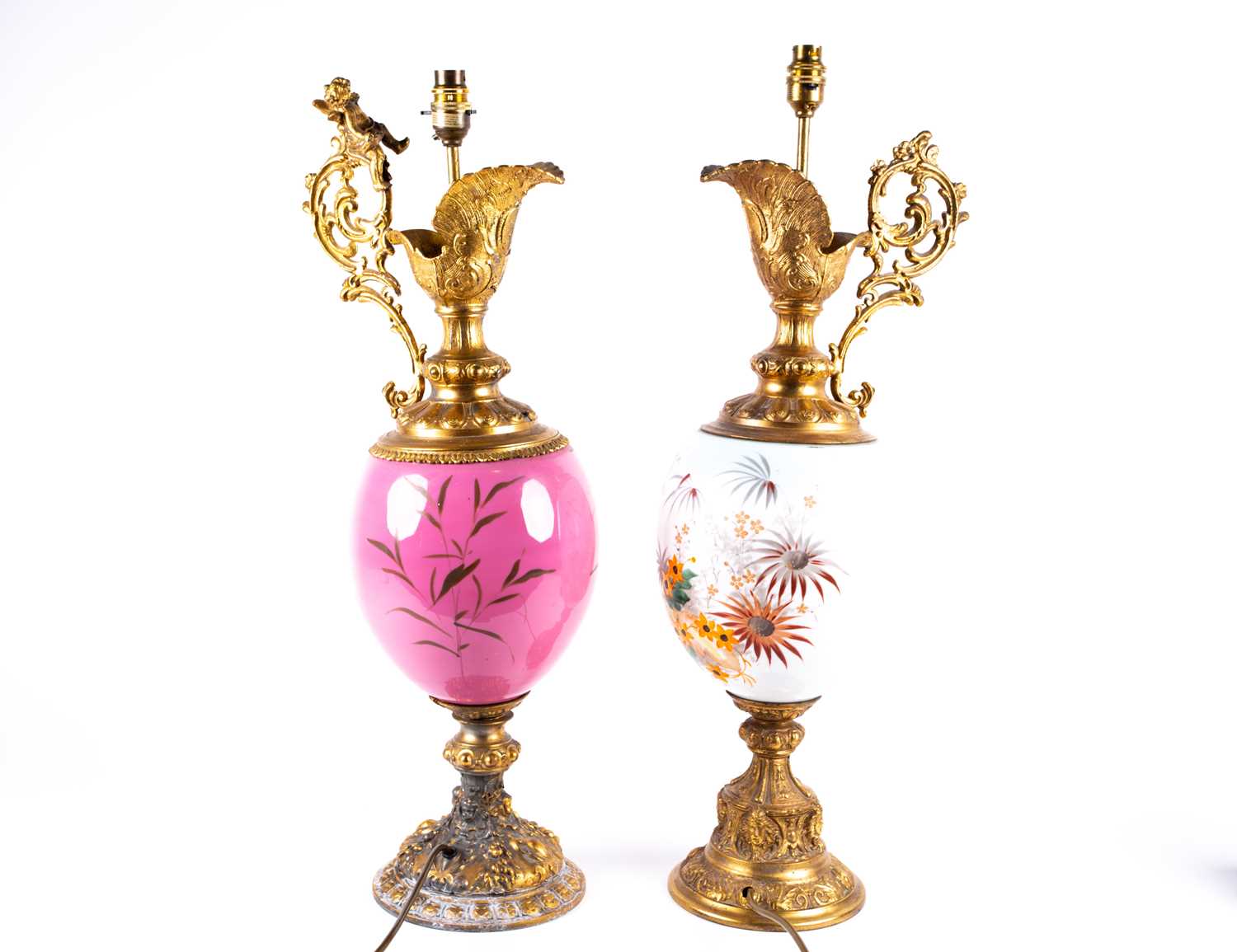 Lot 292 - Two late 19th century large French opaline...