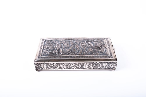 Lot 476 - A silvered Persian box, late 19th century, the...