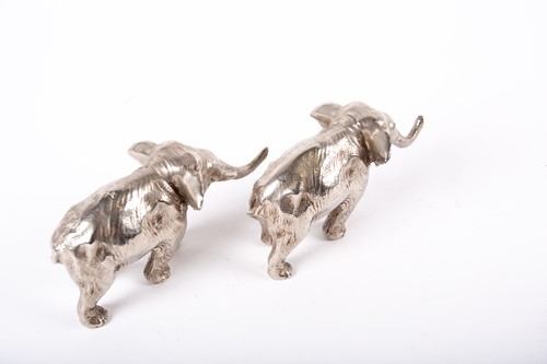 Lot 238 - A pair of Japanese silvered bronze elephants,...