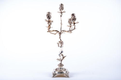 Lot 500 - An Italian silver five-light candelabrum,...