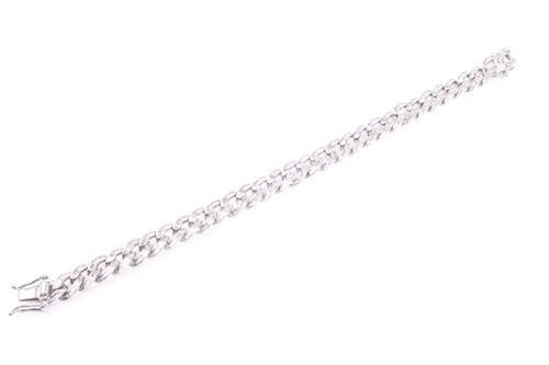 Lot 766 - A silver, diamond, and moissanite bracelet,...