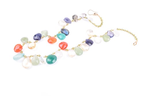 Lot 652 - A semi-precious gemstone necklace, set with...