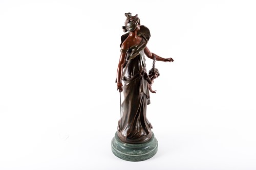 Lot 255 - After Auguste Moreau: a painted spelter figure,...
