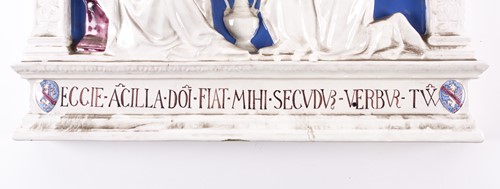 Lot 349 - An Italian Cantagalli tin glazed wall plaque, '...