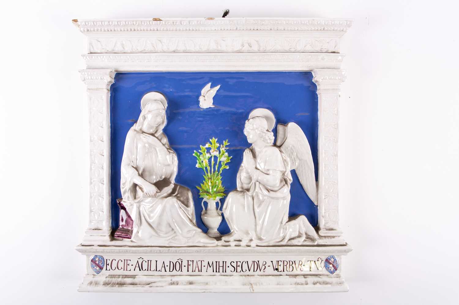 Lot 349 - An Italian Cantagalli tin glazed wall plaque, '...