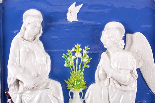 Lot 349 - An Italian Cantagalli tin glazed wall plaque, '...